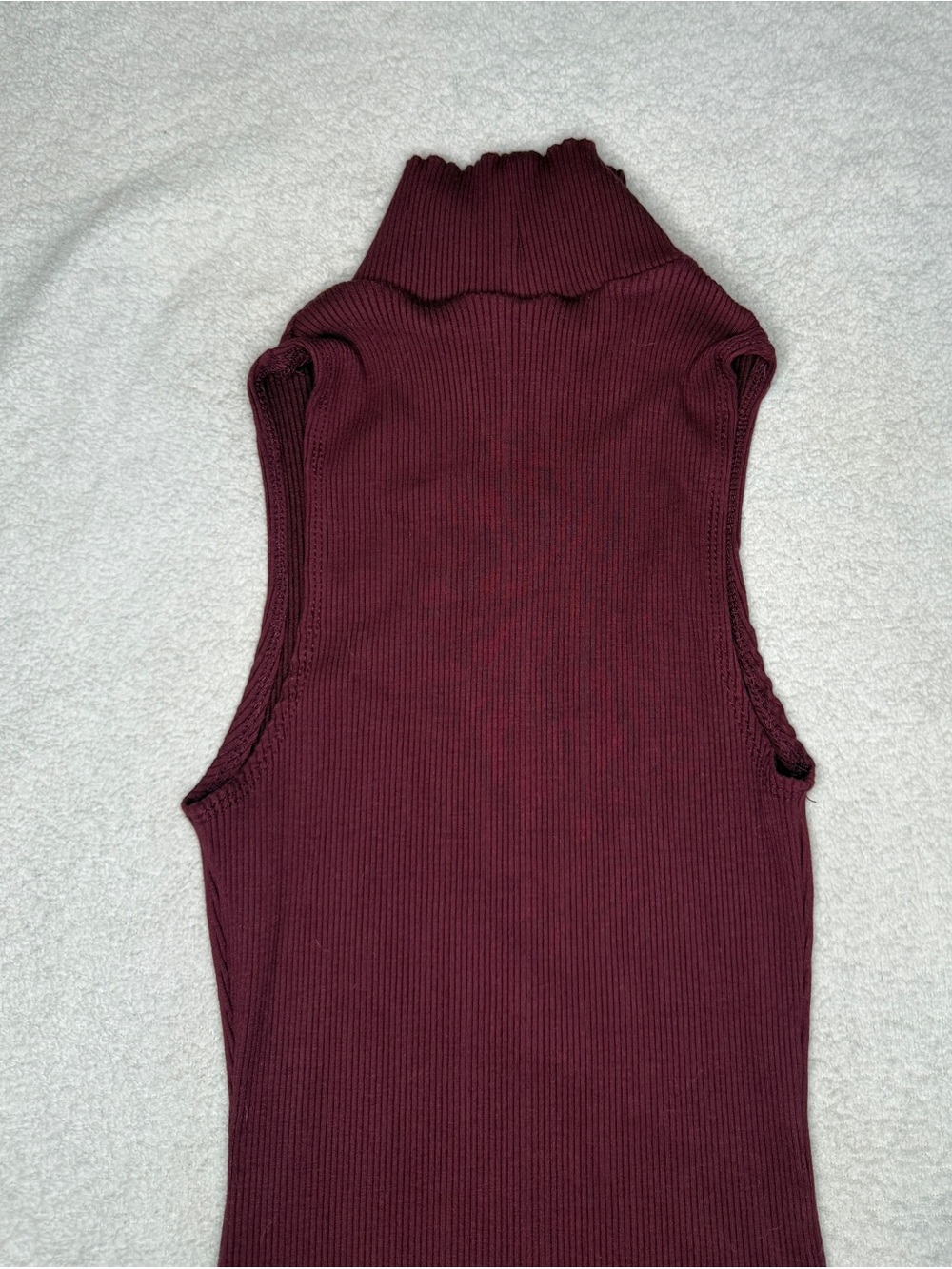 Lulus Womens Size XS Bodysuit Sleeveless Mock Neck Ribbed Burgundy Stretch - Picture 9 of 10